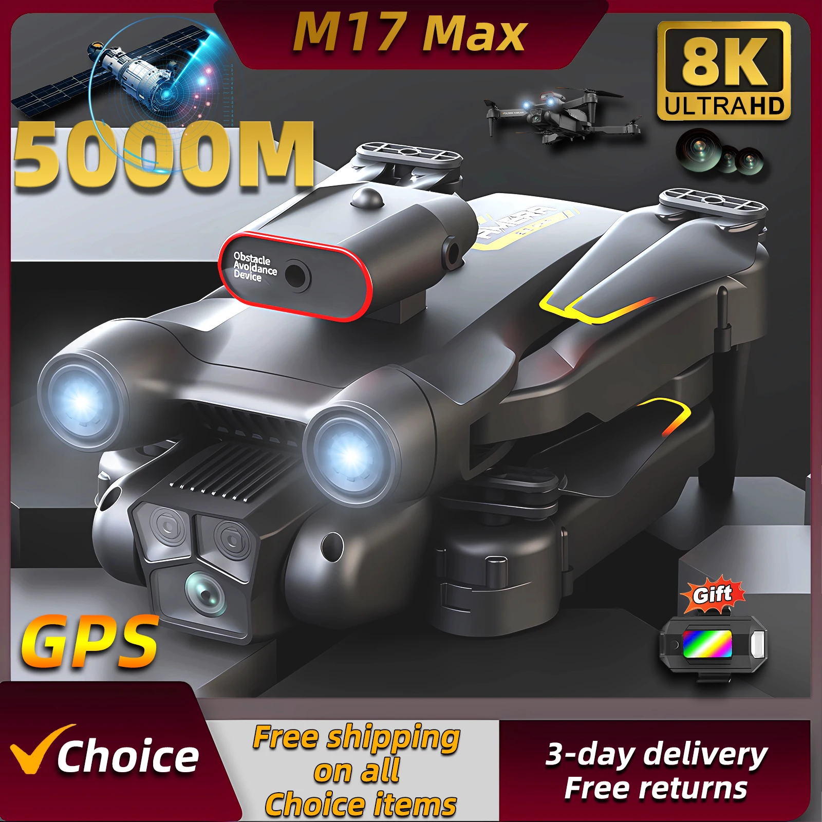 New M17 Max Drone 8K Professin - огляд і ціна Drone Beacon Light